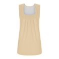 thumbnail image 5 of Beige Tshirts for Women Summer Tank Tops for Women 2025 Loose Fit Pleated Square Neck Sleeveless Shirt Curved Flowy Vest Basic Cotton Tee Summer Tank Tops for Women 2025, 5 of 6