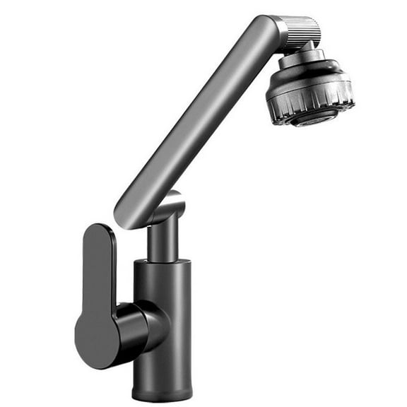 Dark gray Bathroom Faucets, Stainless Steel 1080° Rotatable Bathroom Sink Faucet , Single Handle Bathroom Faucets with Hot and Cold Hoses, 2 Water Outlet Modes, dark gray