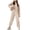Beige, variant on USSUMA Two Piece Sweat Sets for Women Hoodie for Women Long Sleeved Pullover Sweatpant Outfits 1/4 Zipper Drawstring Solid Tracksuit Stretch Waist Leisure Jogger Sets Plus Size Hiking Fall Suit