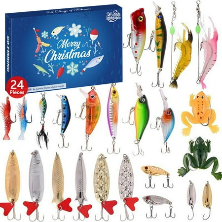 Advent Calendar 2024 Fishing Lure Lifelike Multi Jointed Swimbait for Adult Men Teen Boys Christmas Surprise Fishing Bait Gift 2024 Christmas Countdown 24 Days Surprise Gift