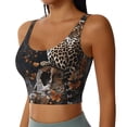 thumbnail image 2 of Fotbe Leopard On Tree Branch Sujetador Deportivo Largo sin Aros para Mujer con Almohadillas y Soporte Medio, Transpirable y Absorbente, Camiseta Tipo Chaleco o Tank Top-X-Large, 2 of 8