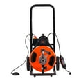 thumbnail image 4 of 100ft Drain Cleaning Machine - 3/8" Sewer Snake with Auto Feed & 4 Cutters, Air-Foot Switch for 1"-4" Pipes, Professional Drain Auger (Orange), 4 of 9