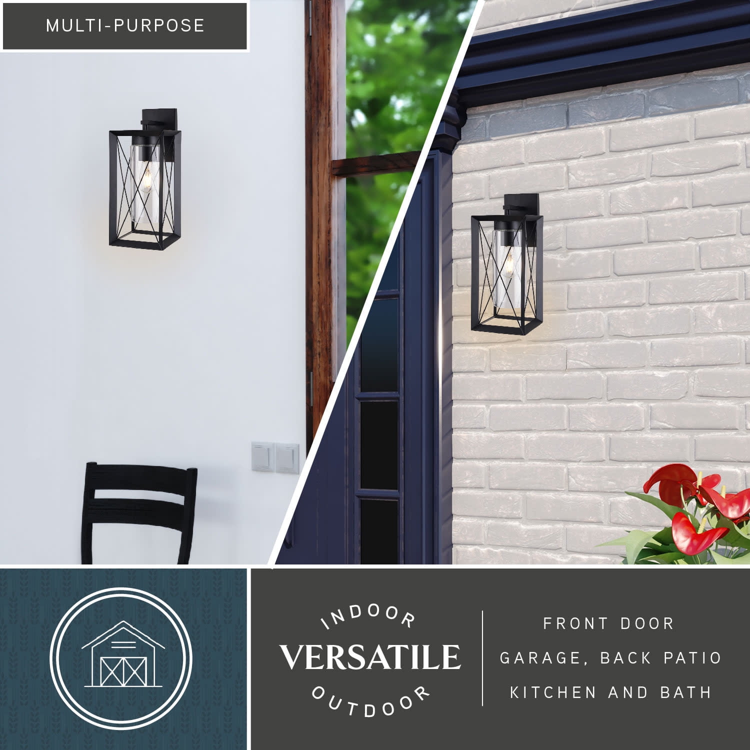 Milton 1 Light Matte Black Transitional Outdoor Wall Lantern Clear Glass