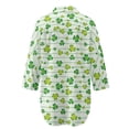 thumbnail image 5 of Xoenoiee Green Shamrock Stripe Print Womens Swimsuit Cover Up Dress St. Patrick's Day Long Sleeve Button V Neck Summer Beach Dress Shirt Curved Hem Vacation Outfits Plus Size, S, 5 of 7