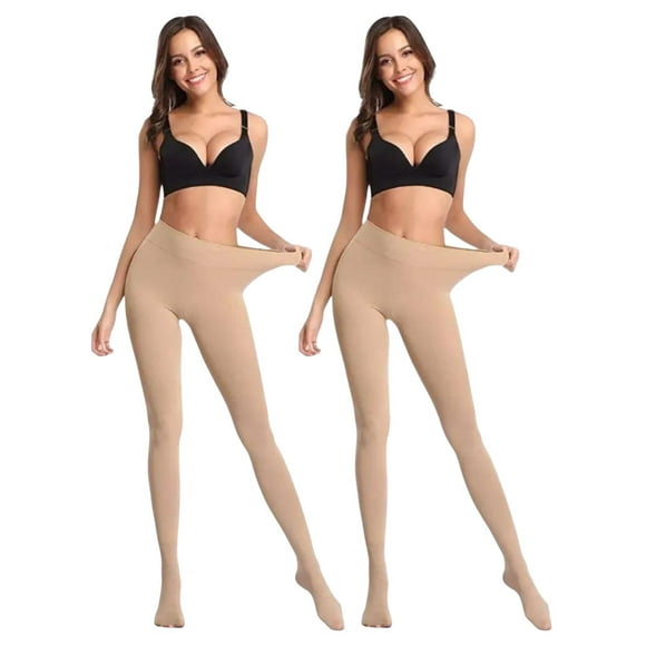 Malla Media Térmica Mujer Forro Polar Afelpado Caliente 2 Piezas Beige Unitalla