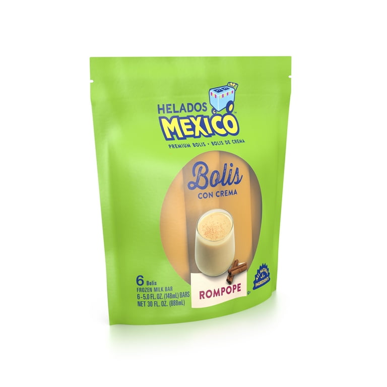 Helados Mexico Rompope Premium Ice Cream Bolis Gluten Free 6 Eggnog Frozen Milk Bars 30 fl oz