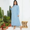 thumbnail image 6 of ZANZEA Women Casual Solid Lantern Sleeve Buttons Muslim Maxi Dress FZH, 6 of 8