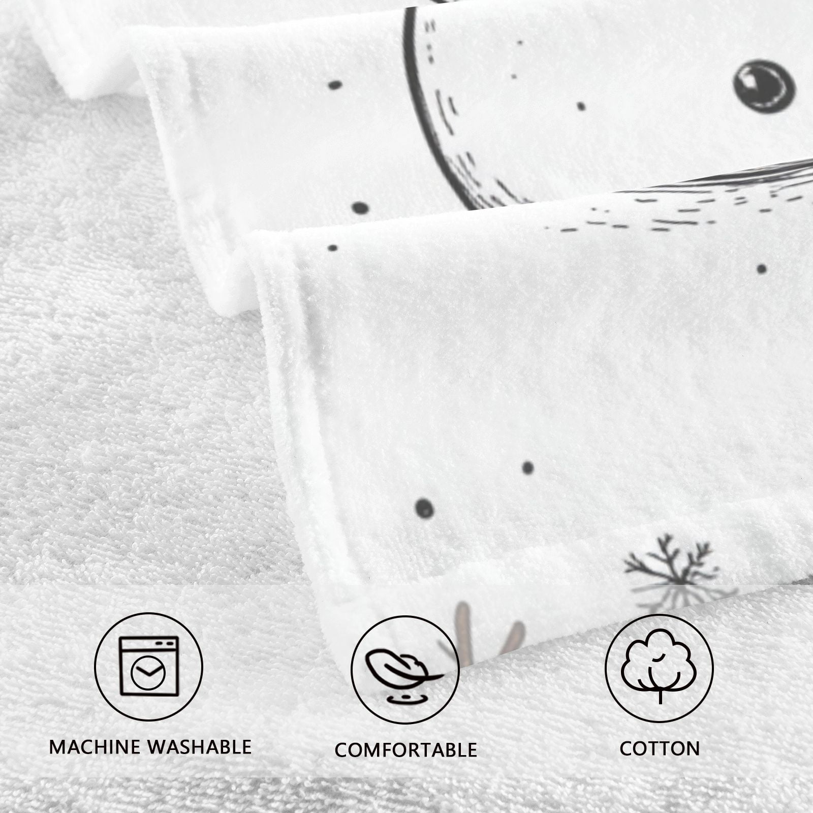 Snowman Snow Hand Towels Cotton Bath Towels Large Face Towels Absorbent for Bathroom 2 Packs
