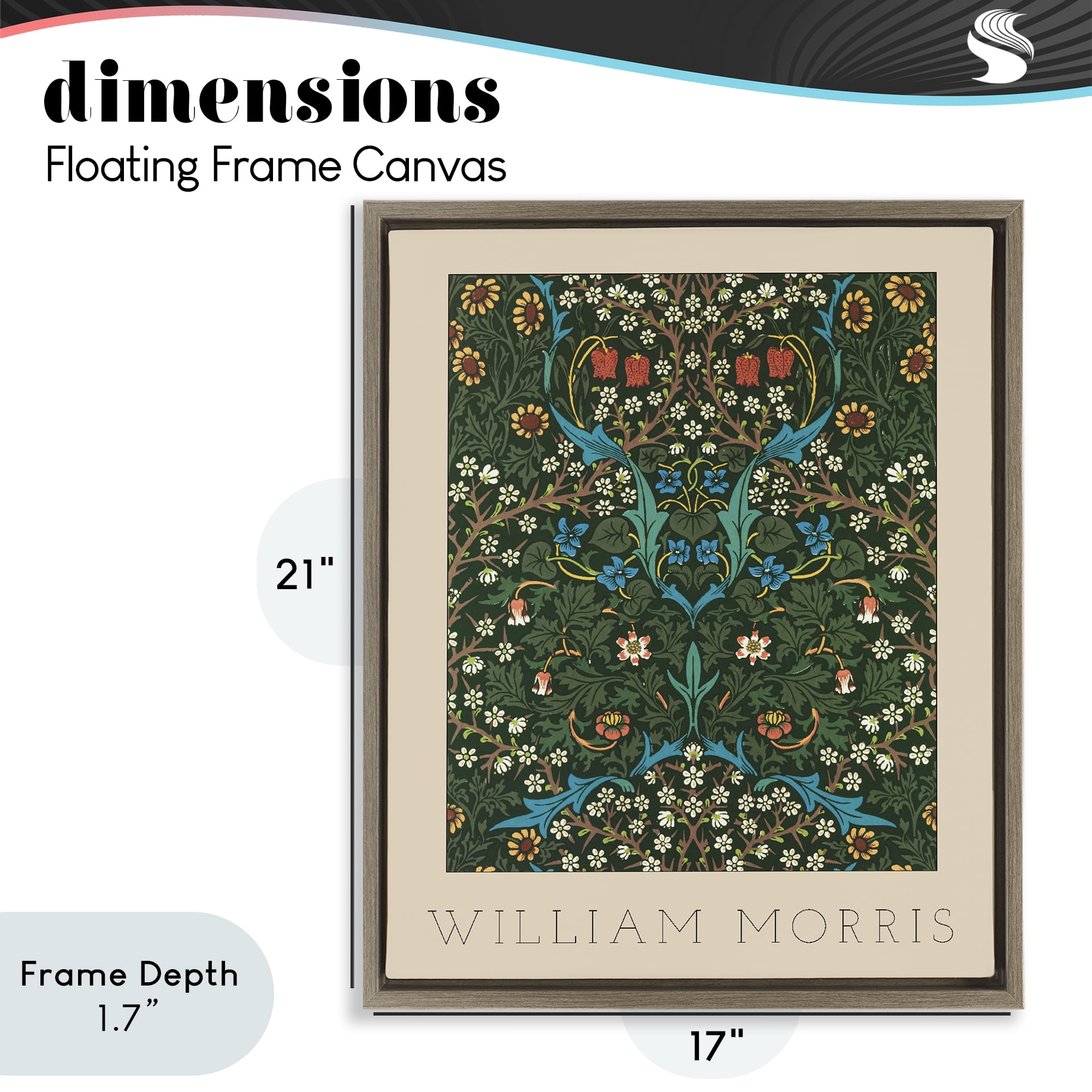 Stupell Industries Ornate Botanicals William Morris Brown Framed Floater Canvas Wall Art, design by Lil' Rue