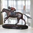 thumbnail image 2 of Nifao Jockey on Horse Sculpture Racing Art Decor, Oceane Elegant Decorative Bronze Statue – Home Decor Sculpture, 11"L x 4"W x 8"H, 2 of 12