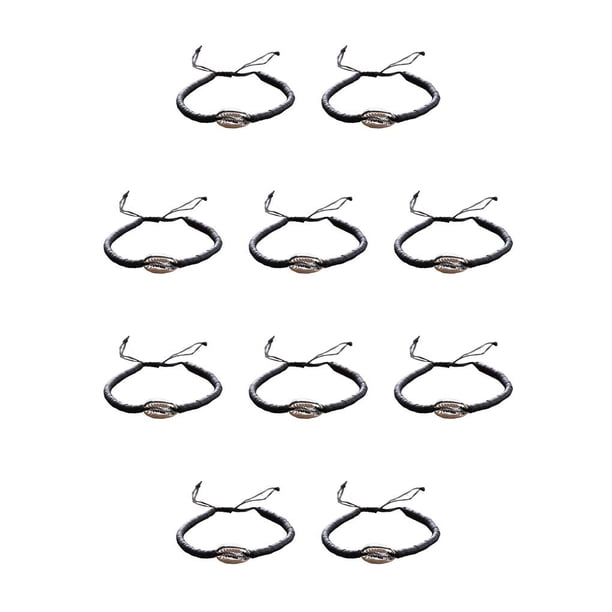 Juego de Pulseras Trenzadas de Concha Qarigey Negro Plata
