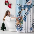 thumbnail image 5 of Christmas Snowman Bathroom Shower Curtain Xmas Tree Deer Light Blue Winter Snow Scene Waterproof Washable Shower Curtains for Bathtub Bath Decor with Grommets and Hook 66 X 72 Inch, 5 of 8