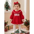 thumbnail image 3 of Cjfdfy Newborn Baby Girl Christmas Clothes Santa Claus Christmas Tree Long Sleeve Ruffled Bubble Romper With Headband Cute My First Christmas Fall Winter Holiday Set 0-18 Months, 3 of 9