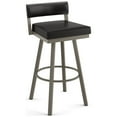 thumbnail image 1 of Amisco Travis 26 in. Swivel Counter Stool - Black Faux Leather / Grey Metal, 1 of 9