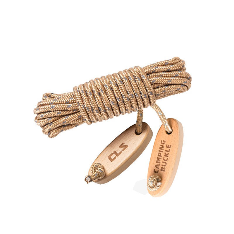 6mm Reflective Rope with Wood Cord Adjuster Buckle Camping Canopy