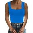 thumbnail image 4 of Ladybranch Blue Tank Top Woman Sleeveless Ruffle Strap Tops Summer Trendy Ribbed Soft Slim Basic T Shirt（X-Large，Pink）, 4 of 6
