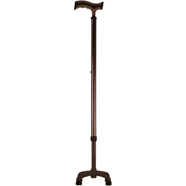 Bastón 4 Apoyos Base Plástica Reforzada Corta (6 Colores) (MARRON)| Altura 63-97cm