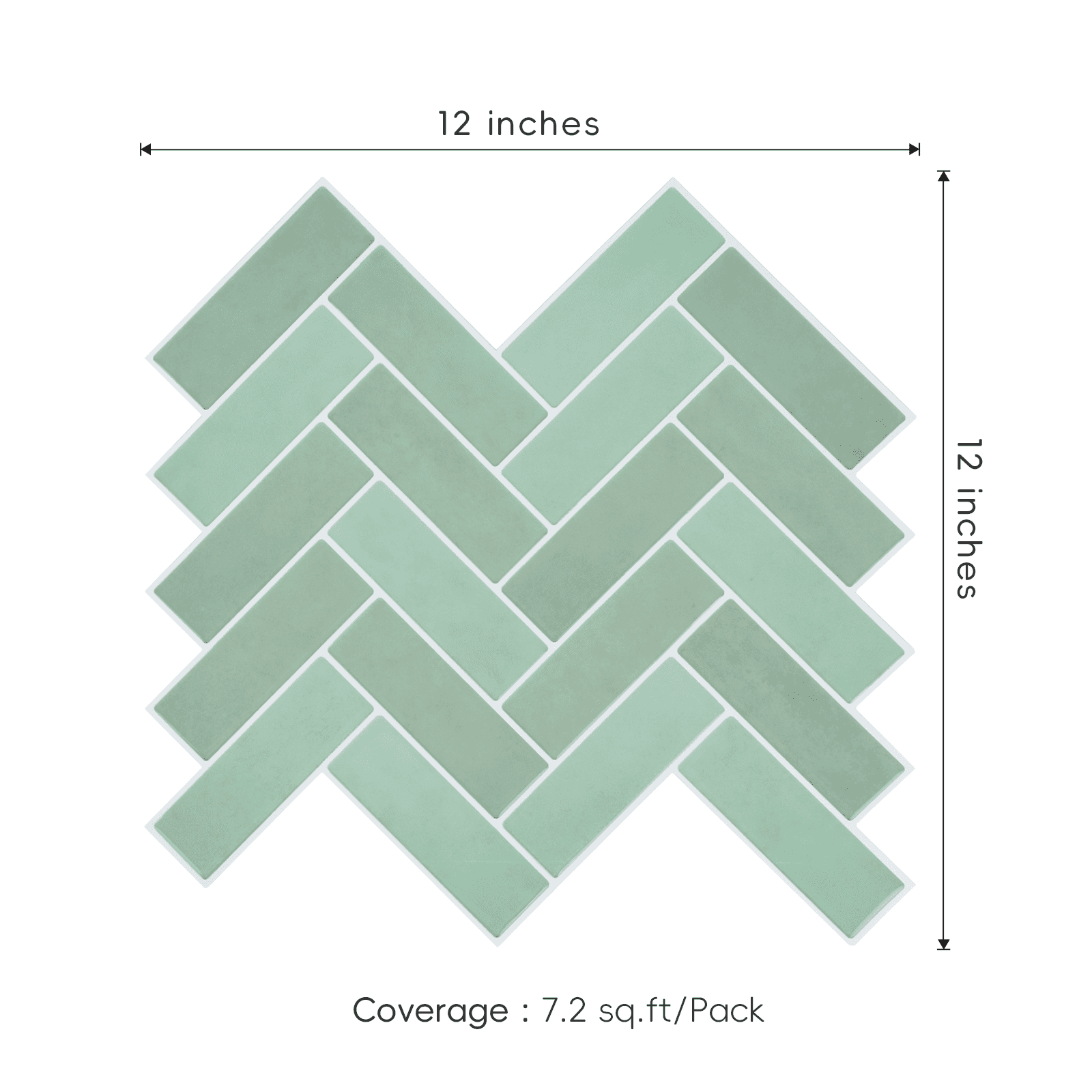 HOMEART Herringbone Peel and Stick Backsplash, 10-Sheet Self Adhesive 3D Stick on Wall Tiles for Kitchen Bathroom (Sage Green)