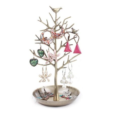 Dazone Birds Tree Jewelry Stand Display Earring Necklace Holder Dazone Birds Tree Jewelry Stand Display Earring Necklace Holder Organizer Rack Tower Retro Bronze