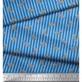 thumbnail image 2 of Soimoi Blue Rayon Crepe Fabric Stripe & Wild Animal Print Sewing Fabric BTY 46 Inch Wide, 2 of 3