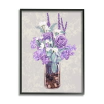 Stupell Industries Mixed Purple Bouquet Full Rose Wildflower Blooms Graphic Art Black Framed Art Print Wall Art, Design by Ziwei Li