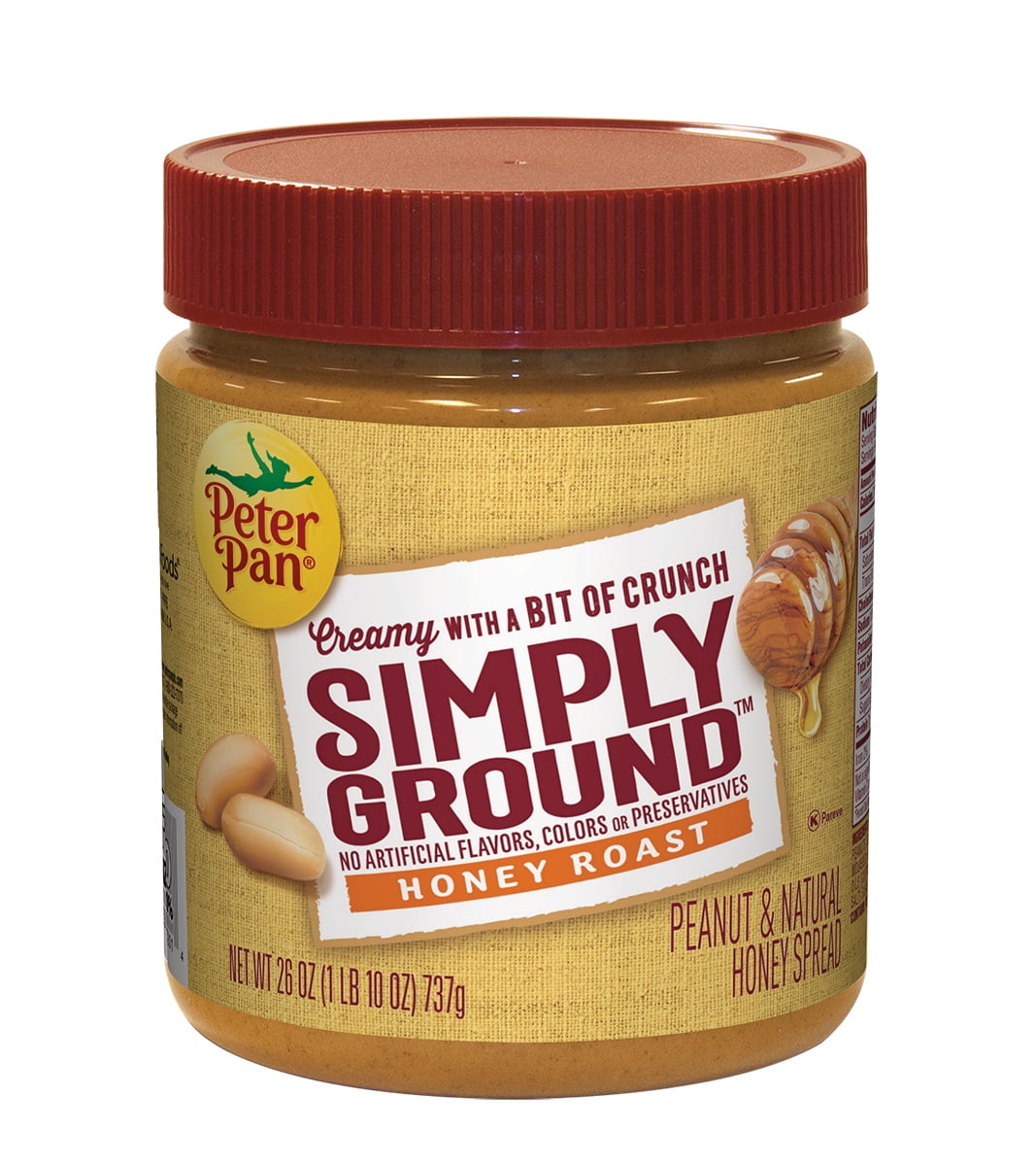 Peter Pan Simply Ground Honey Roast Peanut Butter, 26 oz - Walmart.com