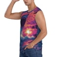 thumbnail image 3 of Lsque Hawaiian Island Beach Shark Print Men's Cotton Blend Sleeveless Muscle Shirts (S-3XL)- Moisture Wicking, Odor Protection, UPF 30+,XX-Large, 3 of 8
