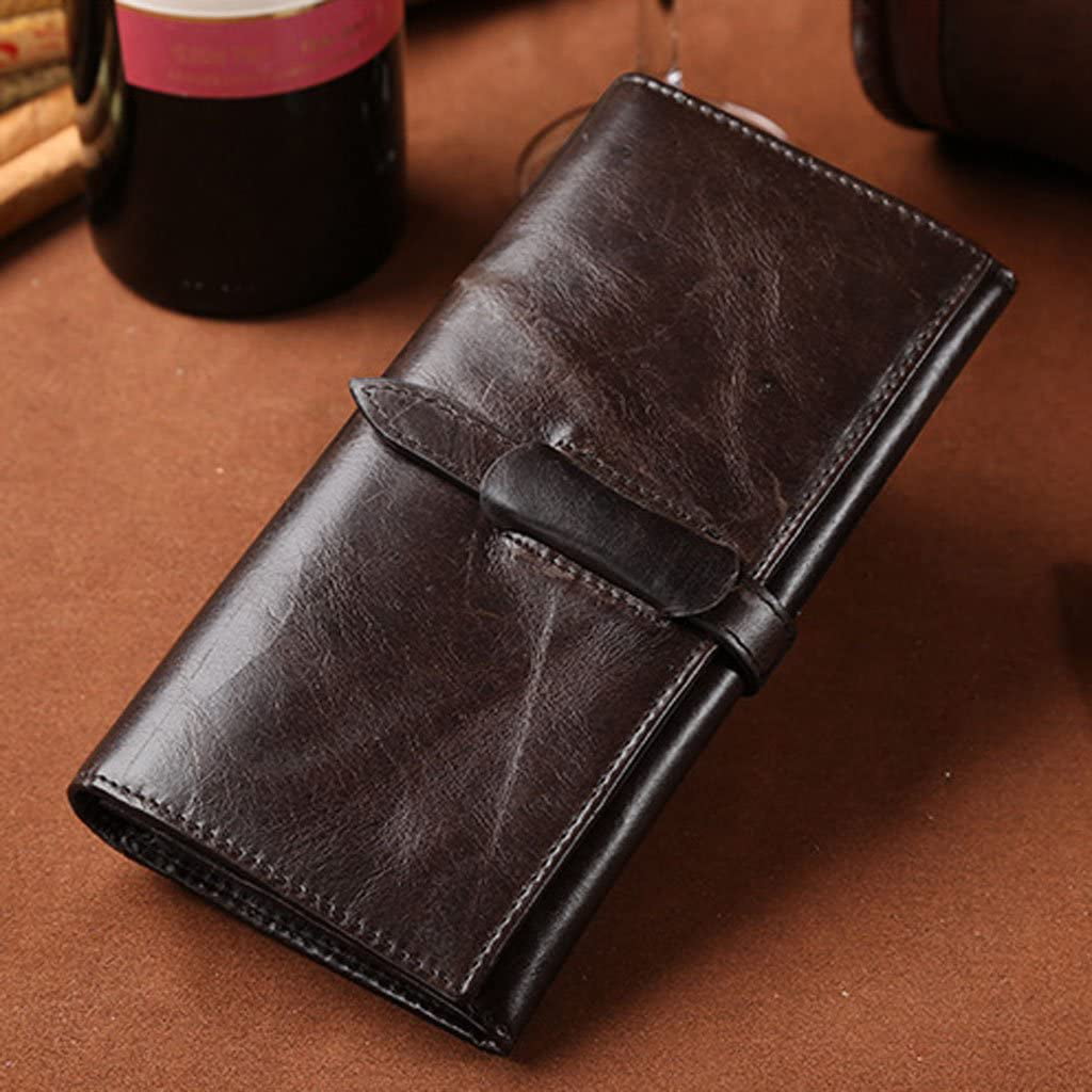 Men's Vintage Genuine Leather Wallet Long Bifold Money Card Holder Clutch Purse 