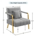 thumbnail image 4 of Yaheetech Oversized Velvet Accent Armchair with Gold Metal Frame, Light Gray, 4 of 7