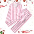 thumbnail image 2 of Rhuody 13-14 Years Teen Girls Pajamas Children'S Casual Stripe Printed Button Down Lapel Long Sleeve Top And Pants Pajamas Set Cute Outfits Pink, 2 of 4