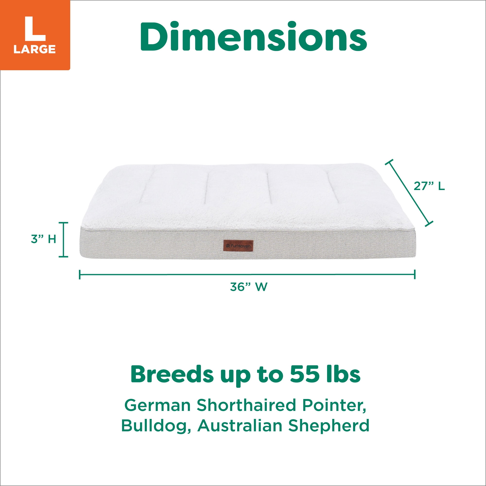 FurHaven Plush & Decorator Check Tuft-Top Orthopedic Mattress Pet Bed for Dogs and Cats - Gray, Large