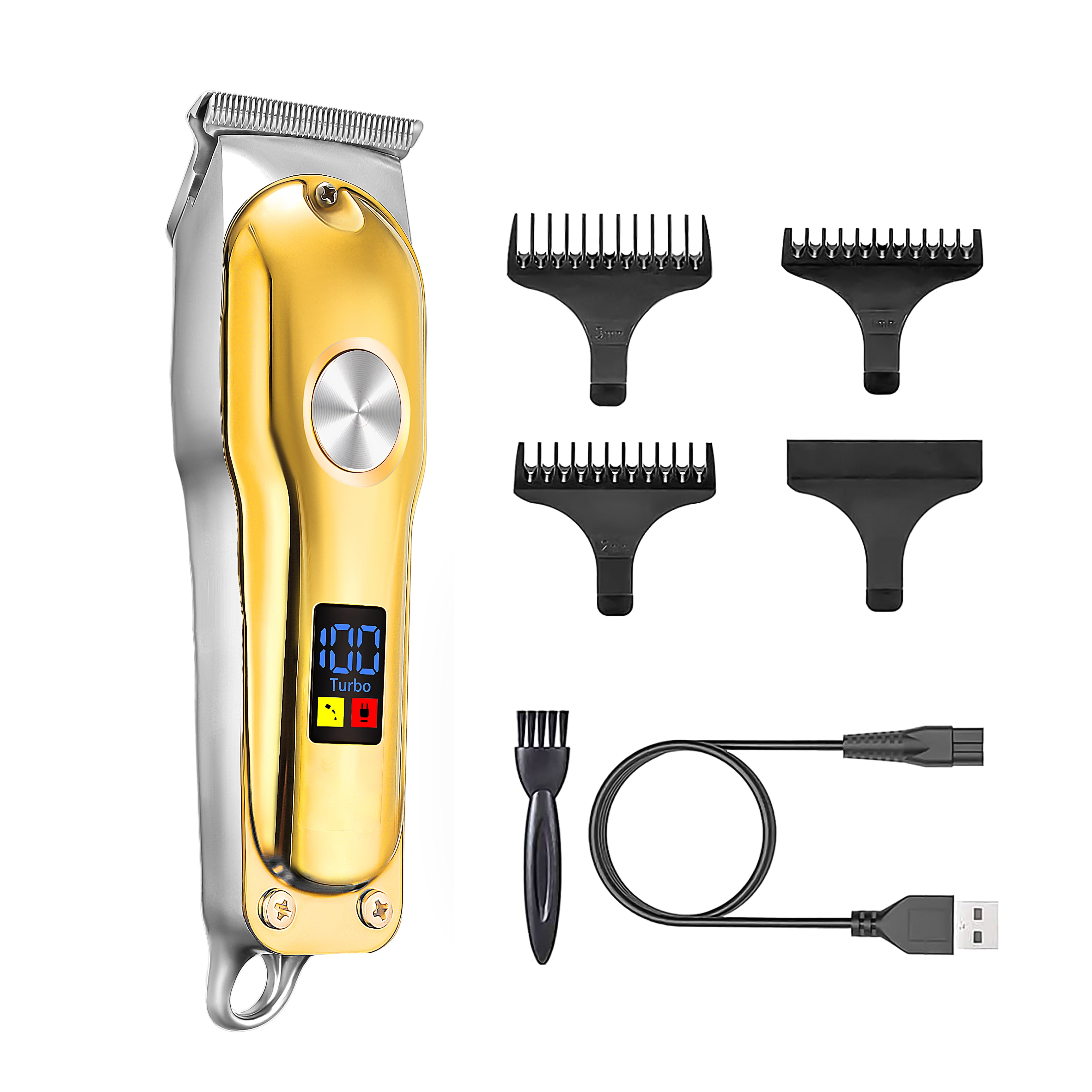 CLEVER BRIGHT Cordless Hair Clippers Barber Electric Shaver for Men,  Grooming Kit LED Display USB Rechargeable, LF041,Gold - Walmart.com