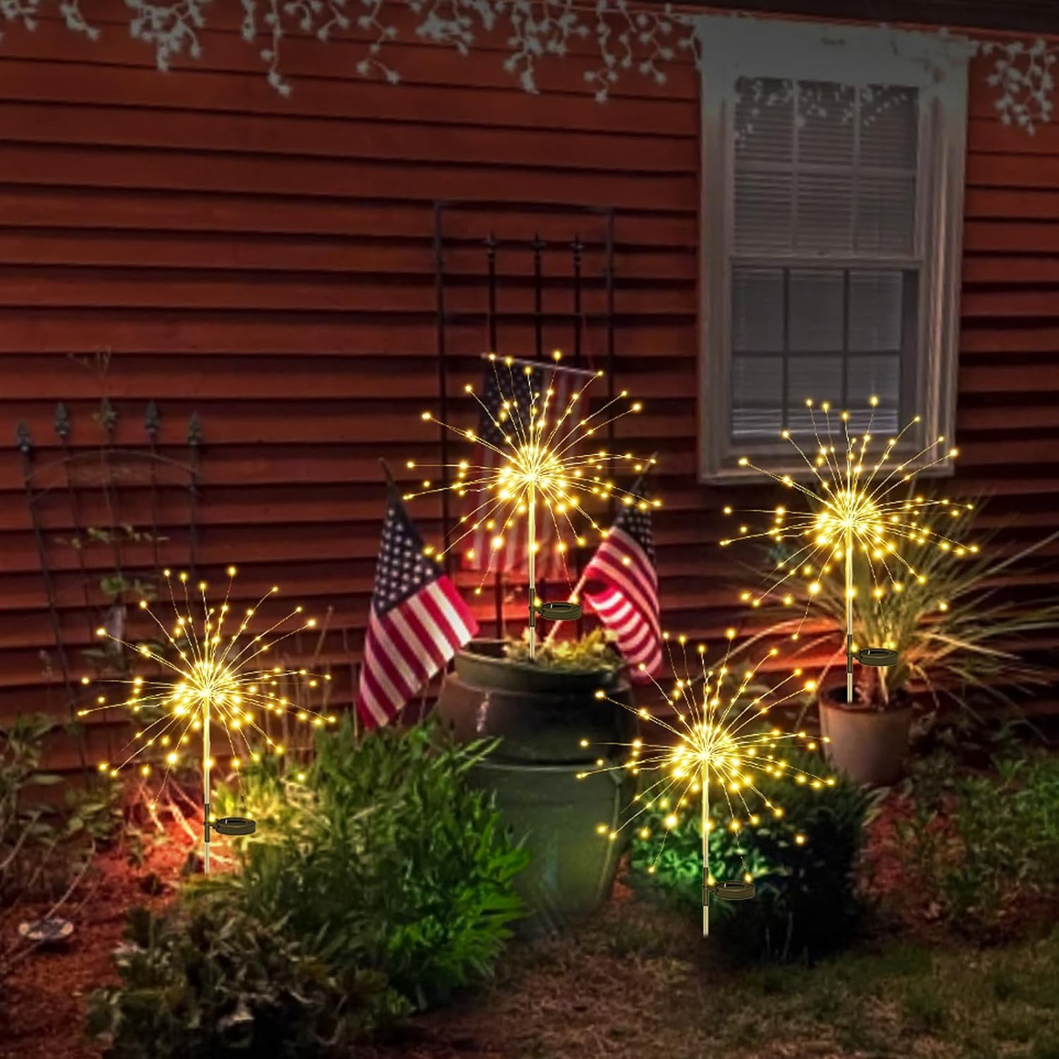 KOMI Solar Garden Lights Outdoor Waterproof: Fairy Fireworks Light for Yard Outside Decorative - LED Sparklers Twinkle Lighting Patio Path House Christmas Decorations 4 Pack