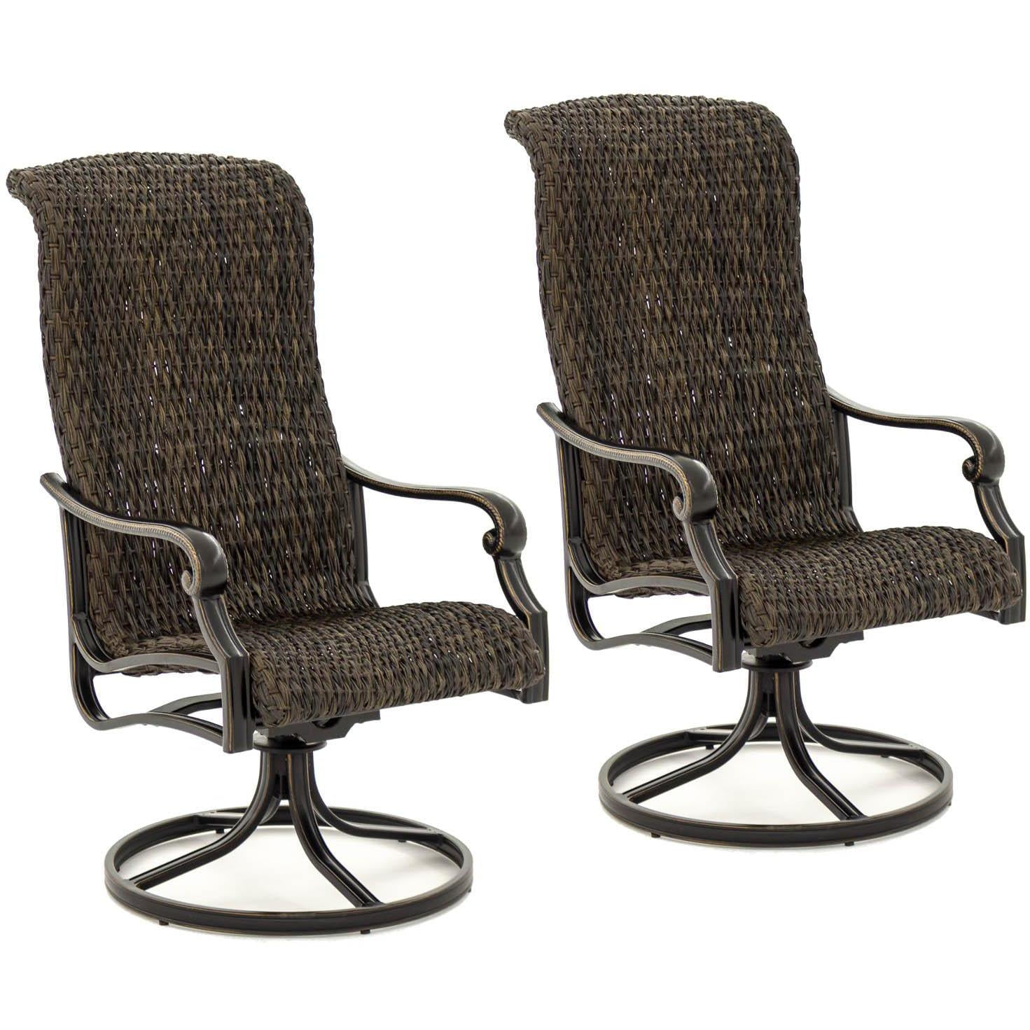 Du Monde 2 Piece Banana Leaf Wicker Patio Swivel Rocker Dining Chair