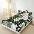 thumbnail image 4 of Homewish Motercycle Sports Player Twin Sheet Sets, Eat Sleep Ride Twin Fitted Sheet, Green Patchwork Print Flat Sheet, Luxury Bedroom Decor, 3 Pieces, 4 of 7