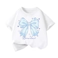 thumbnail image 2 of Amidoa Girls Short Sleeve Crewneck Graphic Summer T Shirts Cotton Casual Kids Tops White Size 4T, 2 of 6
