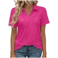 thumbnail image 3 of Women's Polo Shirts Short Sleeve V Neck Business Casual Tops Collared Cotton Golf Shirts Work Summer Tees, L, 3 of 7