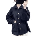 thumbnail image 2 of FDGIU Women's Lapel Collar Button Down Oversized Shacket, Long Sleeve Twill Cargo Jacket with Multi Patch Pockets for Spring Fall Outdoor Daily Layering, 2 of 7