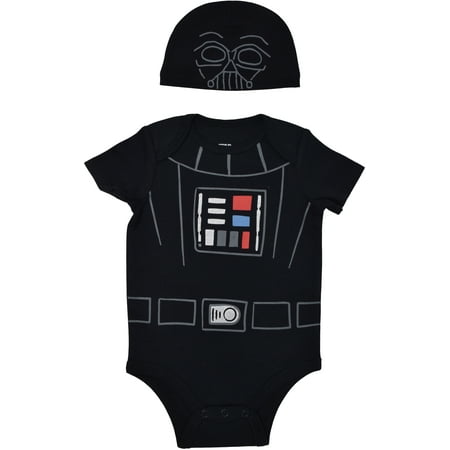 Star Wars Darth Vader Baby Boys Short Sleeve Costume Bodysuit & Cap Set Newborn