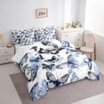 thumbnail image 3 of jejeloiu Flying Animal Butterflies 7 Pieces Bedding Comforter Set,Ink Painting Aesthetic Full Bedding Set,White Gray Blue Fitted Sheet Flat Sheet For Girls,Breathable Home Decor Reversible, 3 of 8