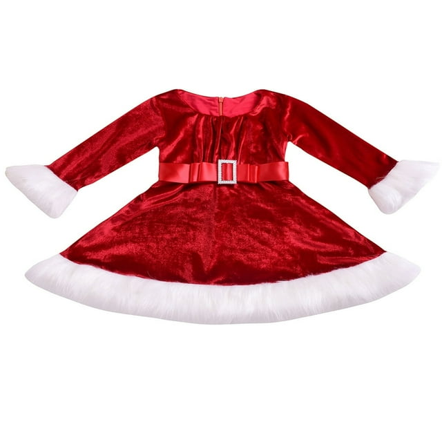 Chaud Princesse Enfants Bébé Filles Robe de Fourrure de Velours Robes de Soirée à Manches Longues Rouge