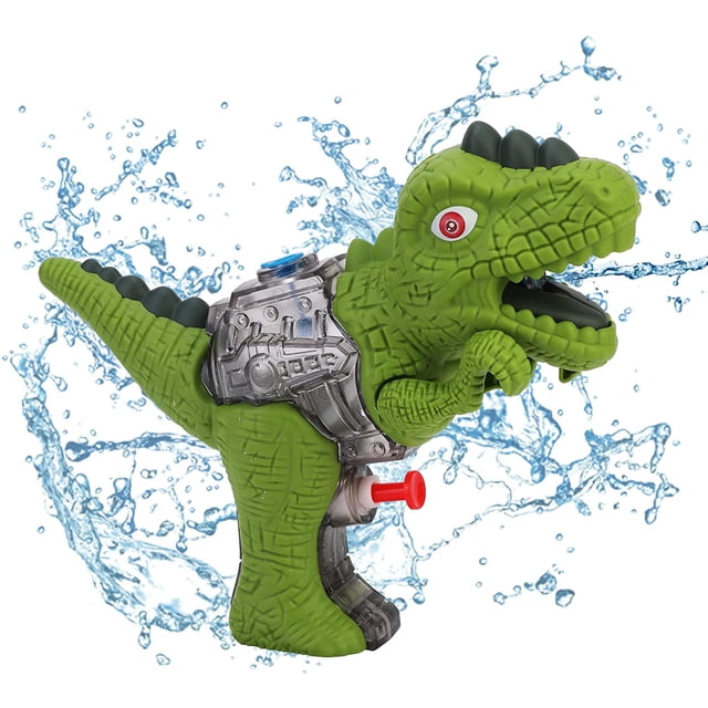 Pistola de agua para niños, diseño de dinosaurio, juguete compacto para fiestas de verano al aire libre (verde)