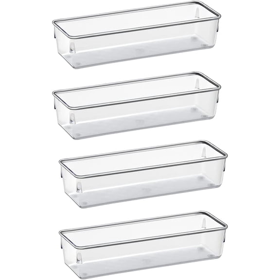 Acrimet Modular Drawer Organizer Tray Set, Clear Crystal Plastic, 4 Pieces