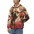 thumbnail image 3 of Uemuo Vintage Red Flower Chihuahua for Men's Fashion Full-zip Hoodies & Sweatshirts with Kangaroo Pocket, Zip-up Hooded Sweatshirt, Moisture Wicking & Breathable-XX-Large, 3 of 5