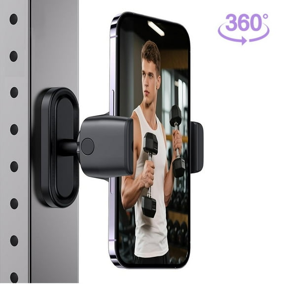 ASTRAEA Magnetic Phone Holder for Gym Golf Cart, 360° Rotatable Portable Gym Phone Mount Compatible with 4.7-7" Phones, Black