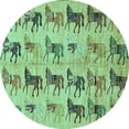 thumbnail image 1 of Ahgly Company Machine Washable Indoor Round Abstract Turquoise Blue Modern Area Rugs, 6' Round, 1 of 4