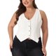 thumbnail image 1 of Chalecos de mezclilla para mujer de tallas grandes Agnes Orinda, tops sin mangas, chaqueta casual de botón, 1X blanca, 1 of 6
