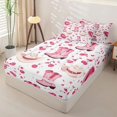 thumbnail image 2 of Erosebridal Western Cowgirl Pattern Zipper Twin Comforter Sets with Fitted Sheet and 2 Pillowcases,Cherry Fruit Print Zipper Bedding Set,Pink White,Pink Reversible, 2 of 6