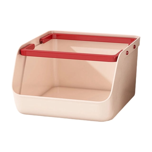 Cesta de almacenamiento de plástico grande con estante alto, organizador apilable para escritorio, oficina, cocina, aperitivos, utensilios, artículos del hogar, contenedor multiusos para organización