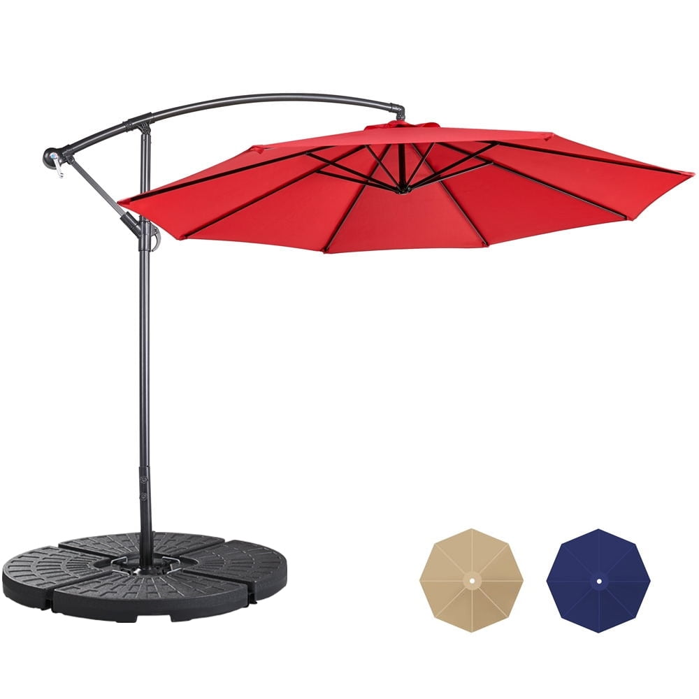 Yaheetech 10 Ft Patio Offset Umbrella with 4Piece Fillable Patio
